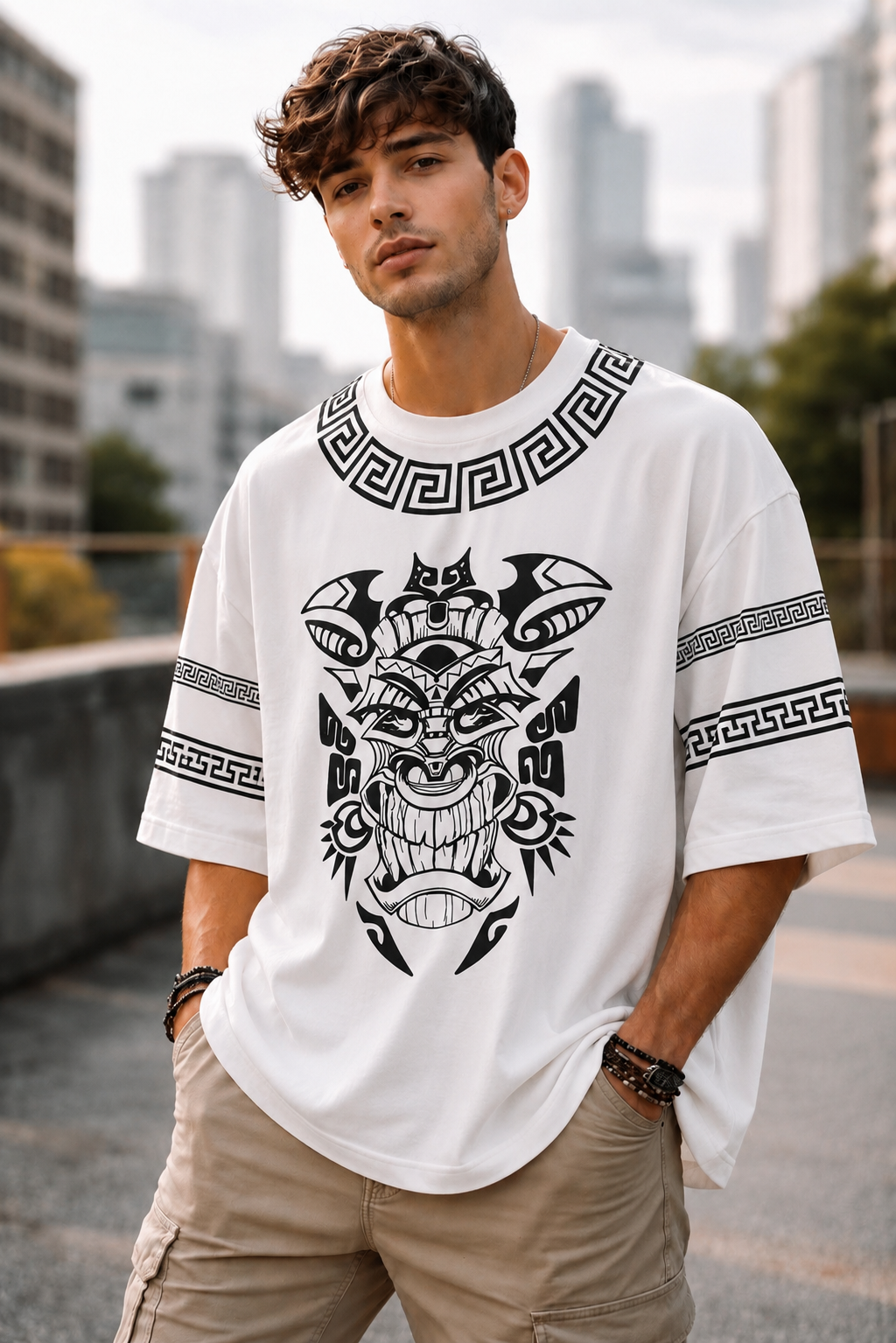 Tribal Warrior Oversized Graphic T-Shirt