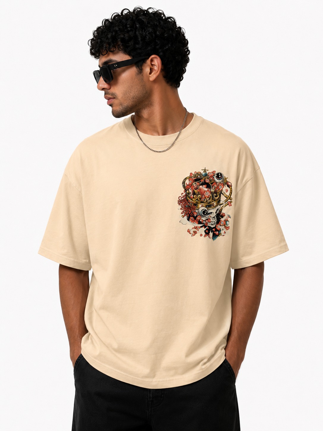 Flexu Shogun Skull Oversized Graphic T-Shirt - Image 2